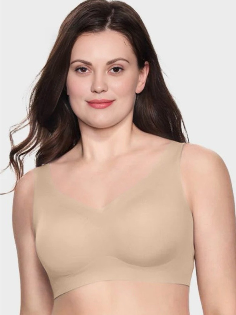 Curvêvera Women's Beige Wireless  Support Jelly Bra size 4X 48-50, C, D, NWT